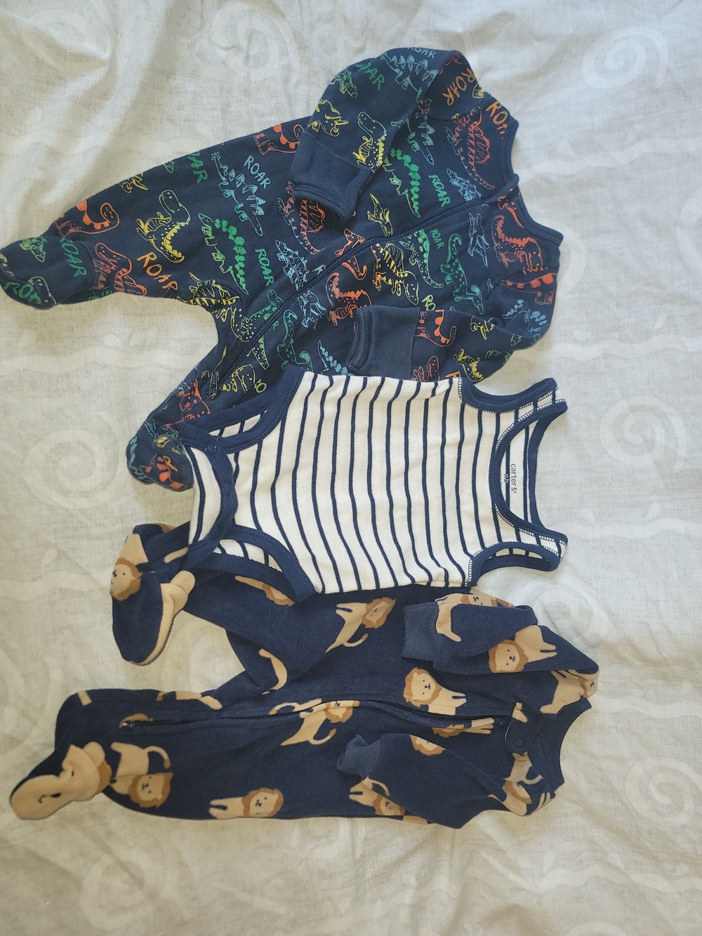 wonder nation Navy Dino, Monkey & Striped One-Piece Set